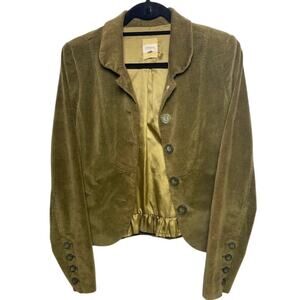 Fossil Y2K Velvet Jacket Retro Button Up Fall Blazer Vintage Style Green Coat M